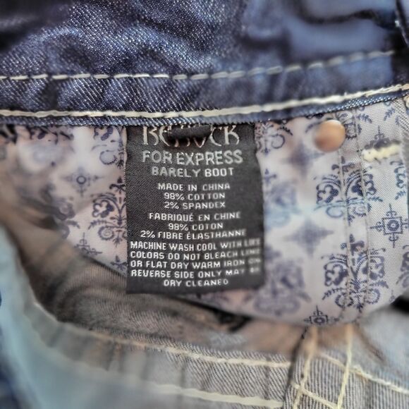 ReRock For Express Womens Jeans Size 2S Barely Boot Cut Embroidered 28x30 - Picture 8 of 10